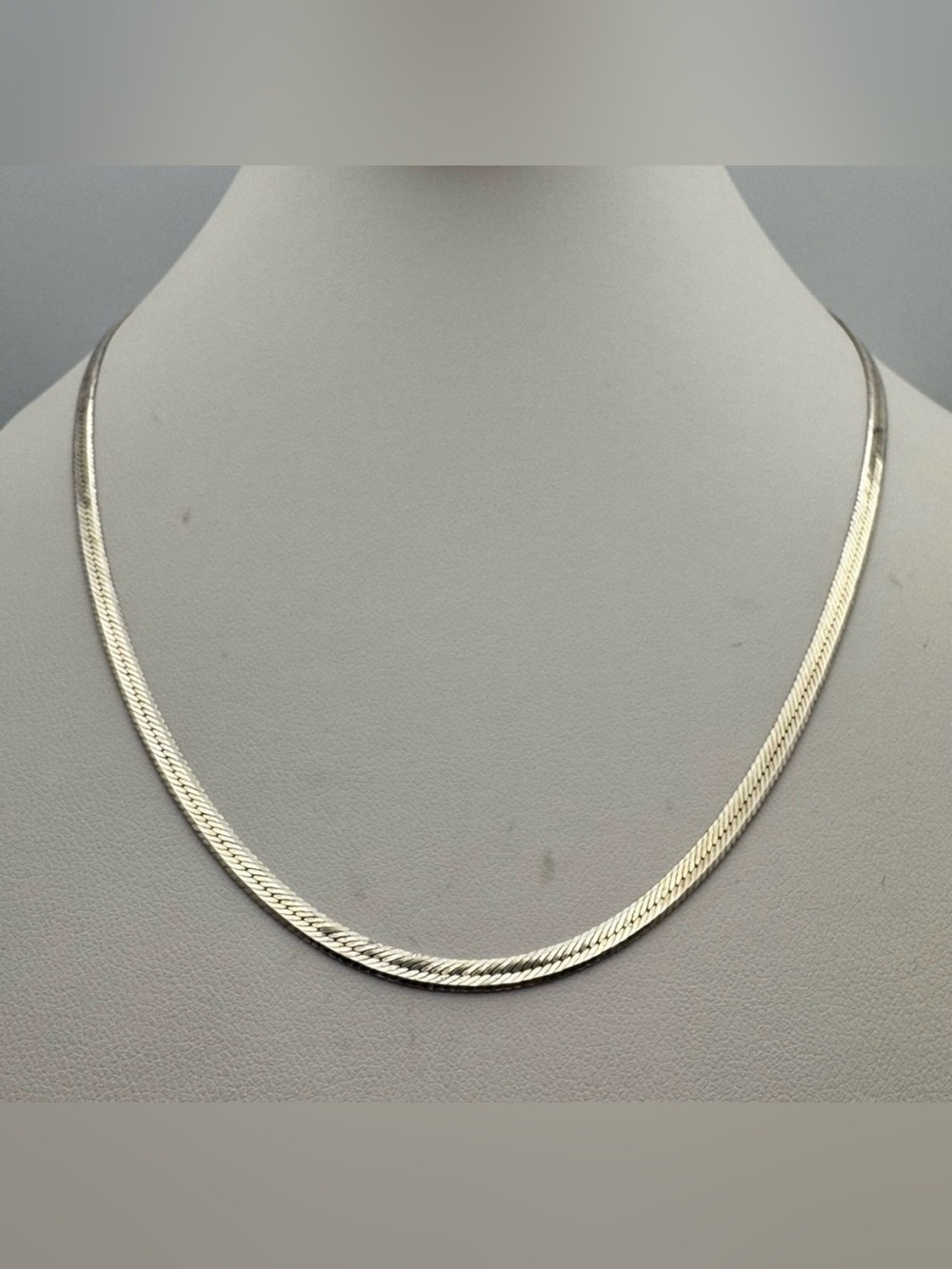 925 Sterling Silver 18” Herringbone Chain Necklace VIOR Italy Flat Silver Chain
